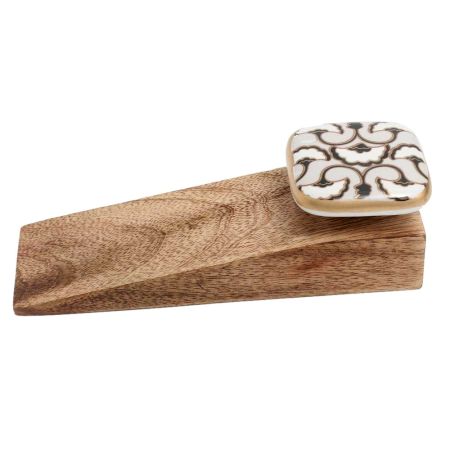 Black Sea Shell Square Ceramic Wooden Door Stopper